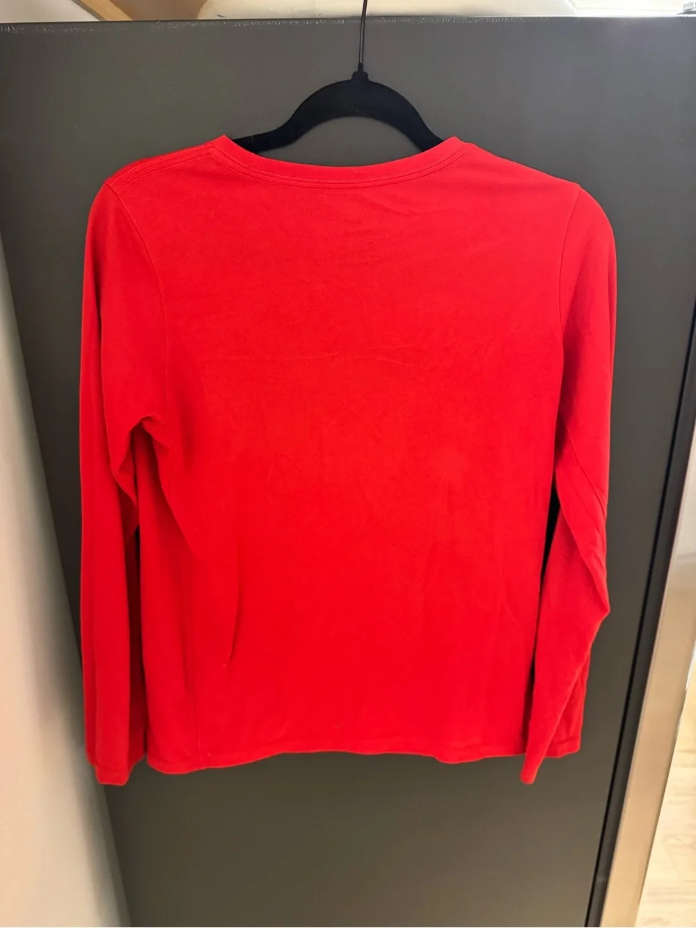 Nike Red Long-Sleeve Tee with Black Swoosh